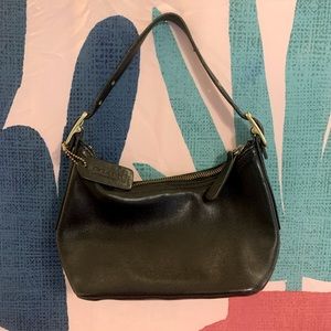 Authentic Coach black shoulder bag, gold hardware.